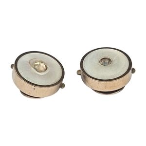 Antique Victorian Button Stud Set Of 2 Mother Of Pearl Gold Plate Separable 1879